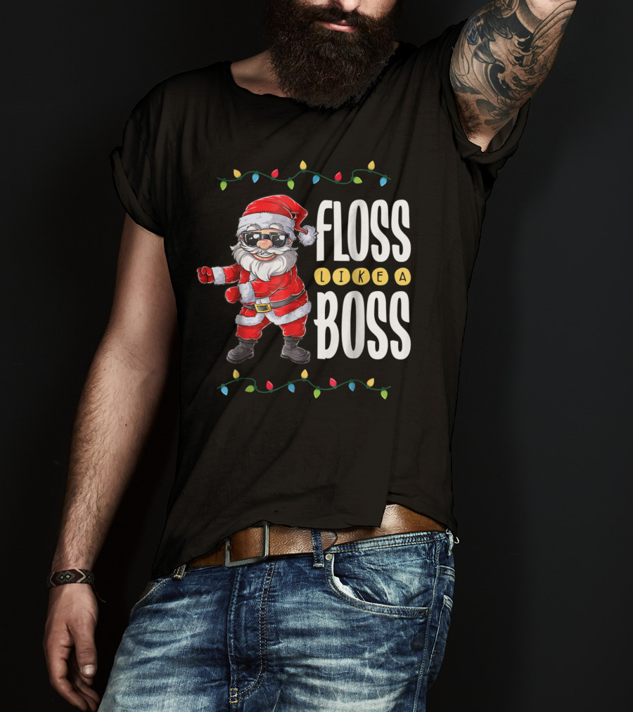 Christmas Santa Floss Like A Boss Flossing 8 Dance Lights T-Shirt
