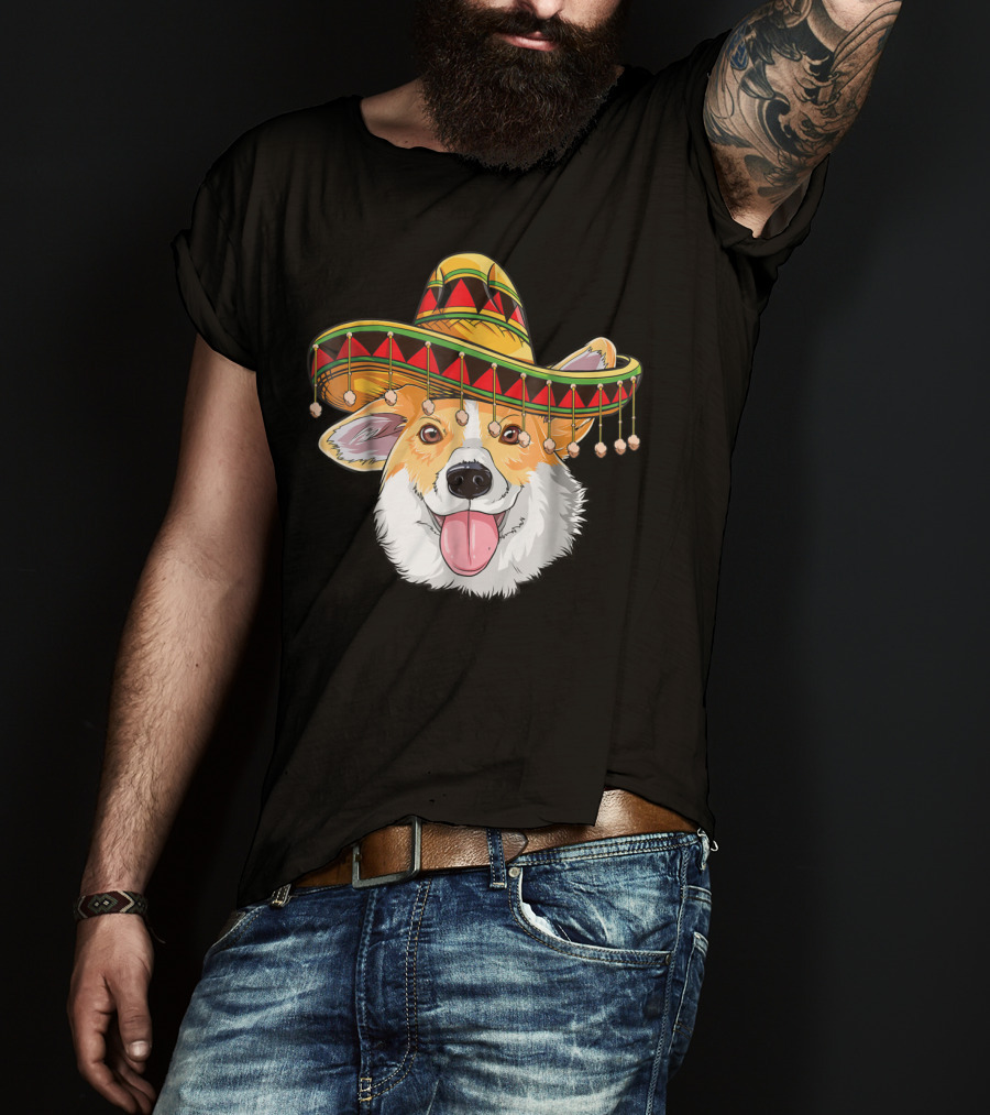 Cinco De Mayo Corgi Kids Boy Girl Sombrero Hat T-Shirt