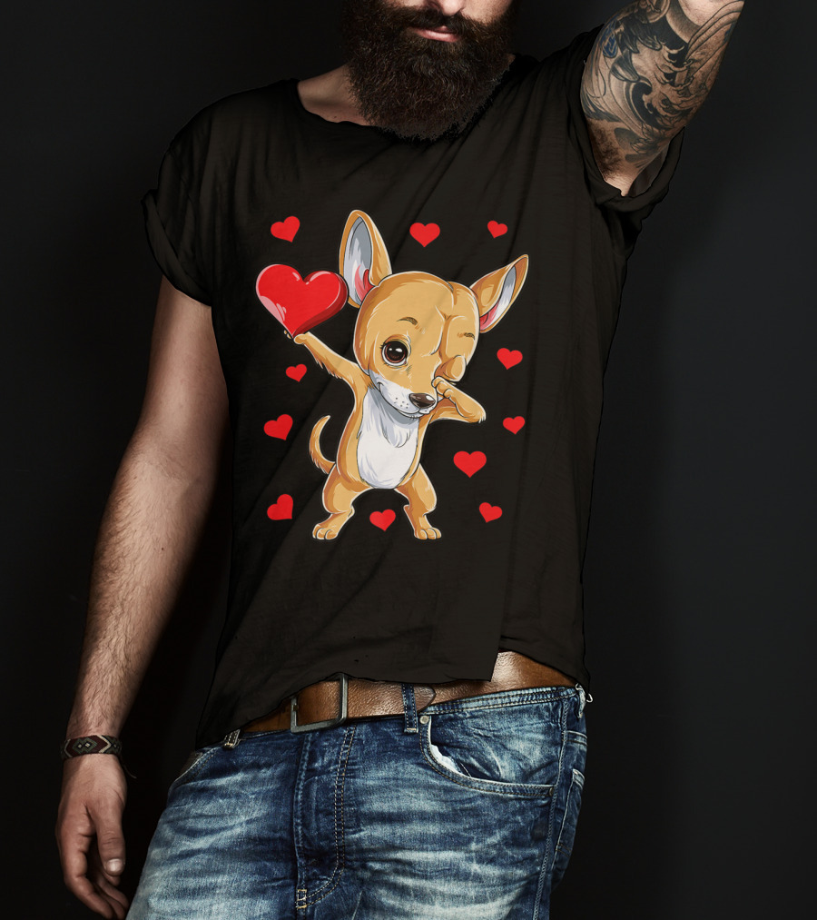 Dabbing Chihuahua Valentines Day Dog Lover Heart Boys4 T-Shirt