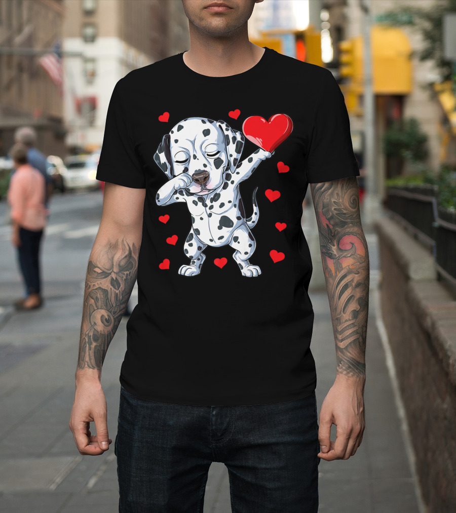 Dabbing Dalmatian Valentines Day Dog Lover Heart Boys1 T-Shirt