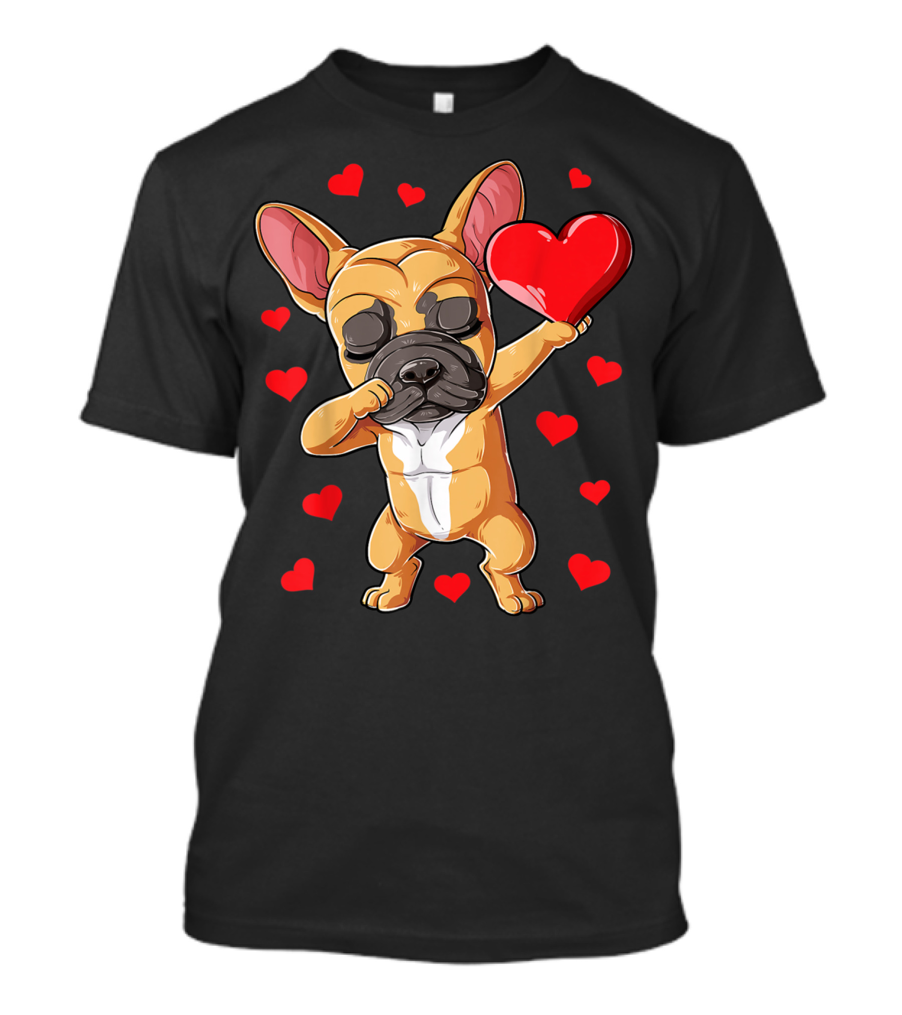 Dabbing French Bulldog Valentine’s Day Dog Heart Boys10 Red Hearts T-Shirt