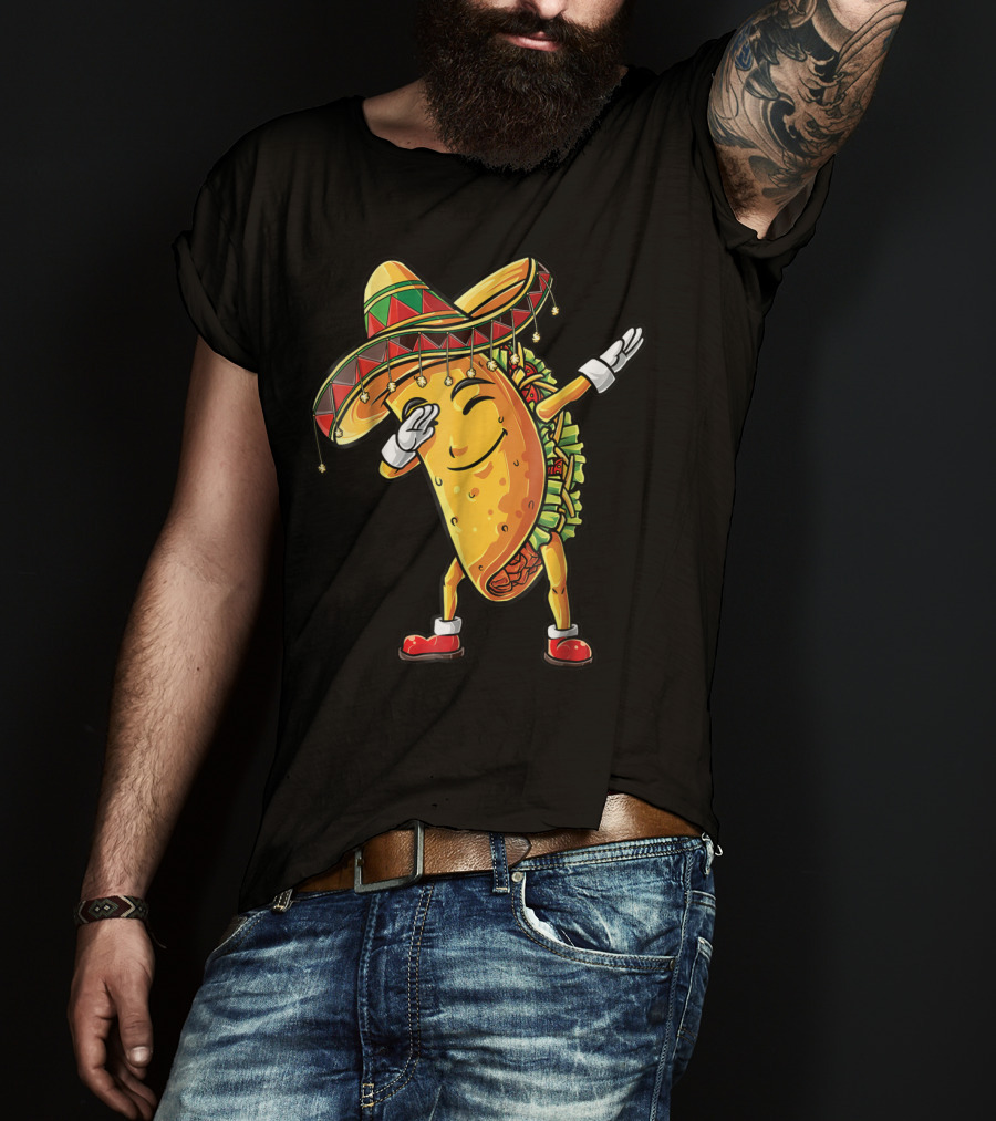 Dabbing Taco Sombrero Cinco De Mayo Kids Boys Girls Fun T-Shirt
