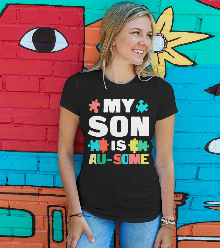 My Son Is Au-Some Autism Puzzle Pieces T-Shirt