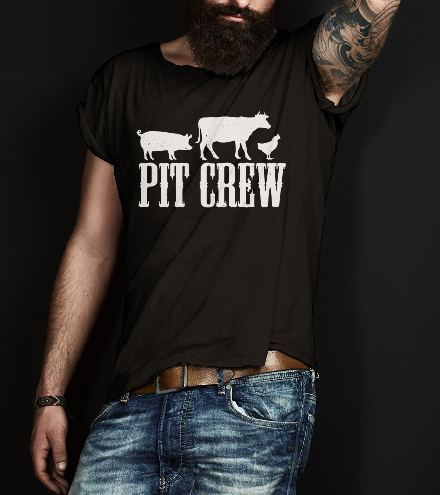 Funny BBQ Smoker Father Dad Grill Pit Crew Back Print43 T-Shirt