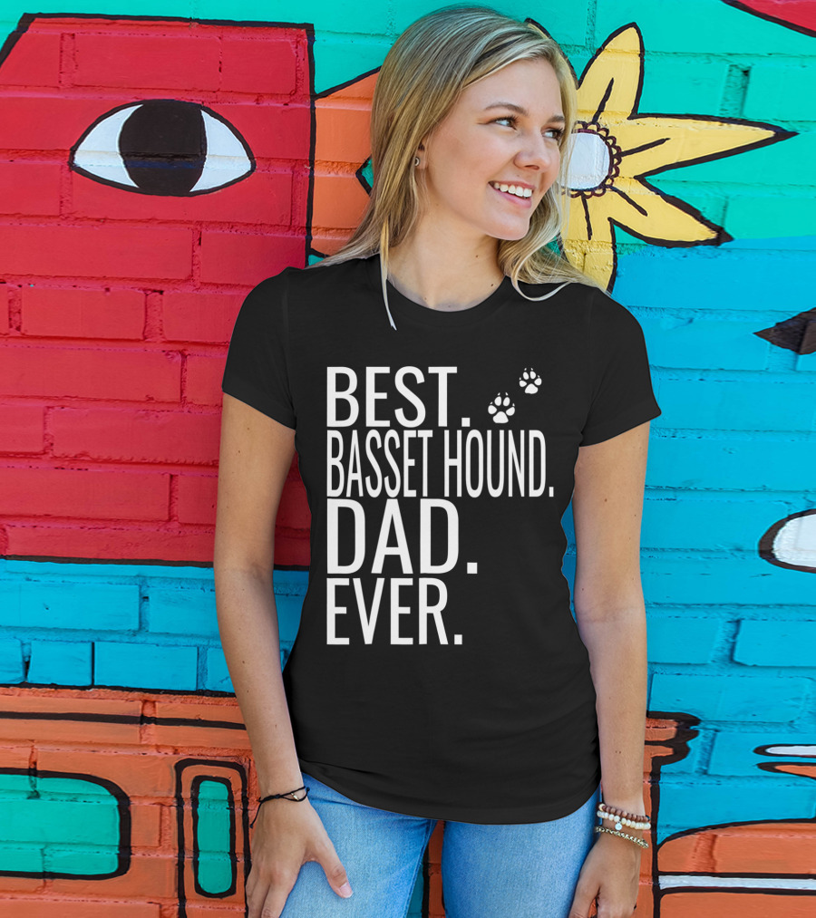 Best Basset Hound Dad Ever Mens Dog Paw Prints T-Shirt
