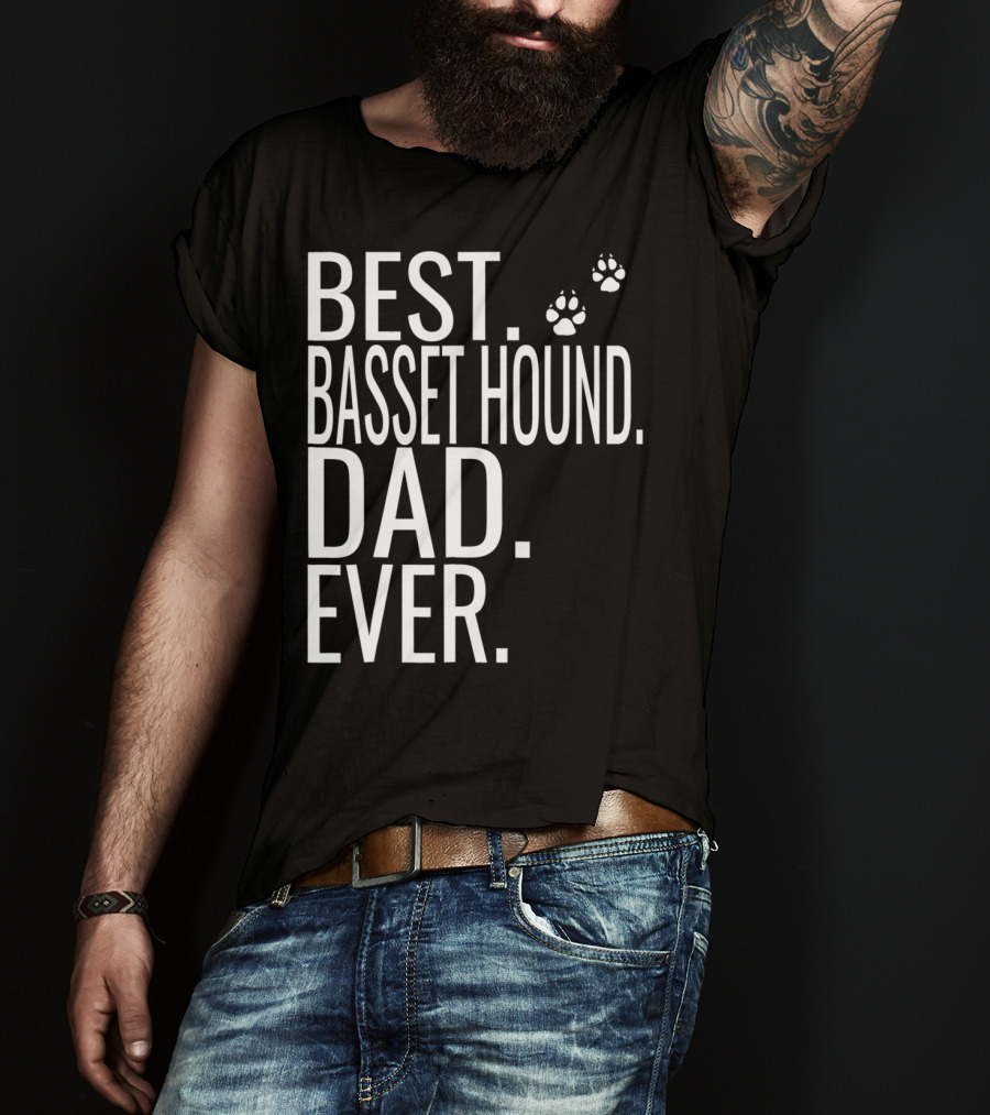 Best Basset Hound Dad Ever Mens Dog Paw Prints T-Shirt