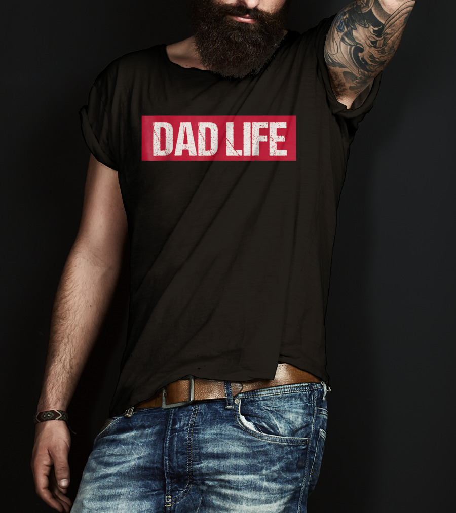 Mens Dad Life Red Block Text T-Shirt