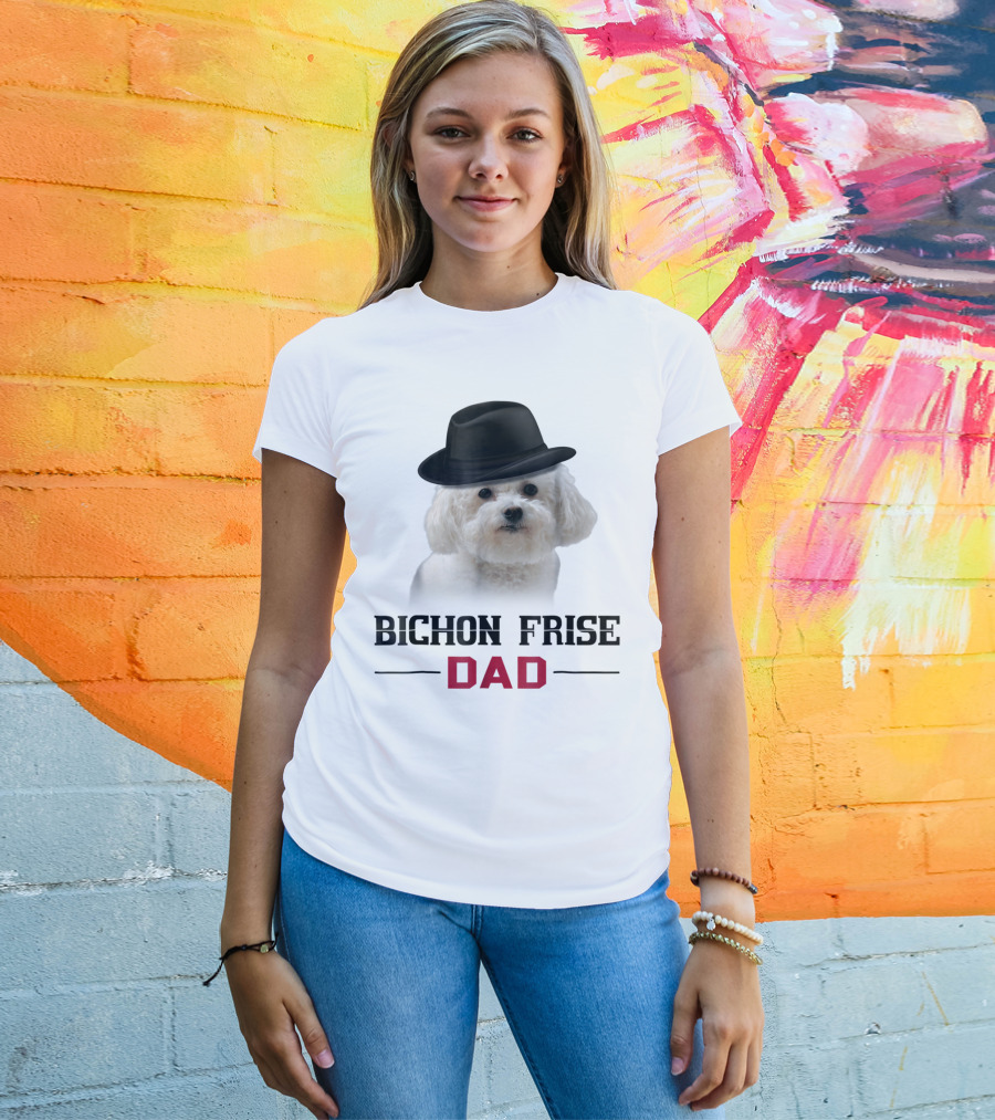 Bichon Frise Dad Puppy Wearing Fedora T-Shirt