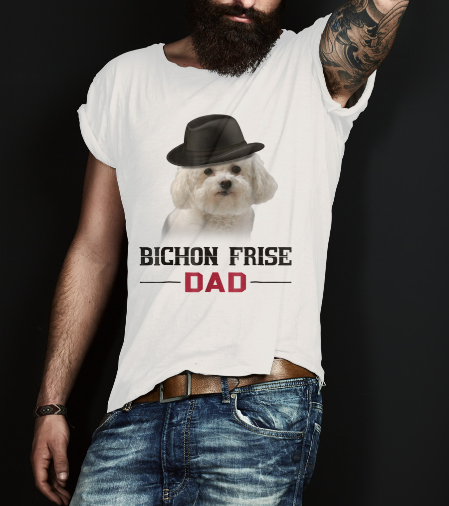 Bichon Frise Dad Puppy Wearing Fedora T-Shirt