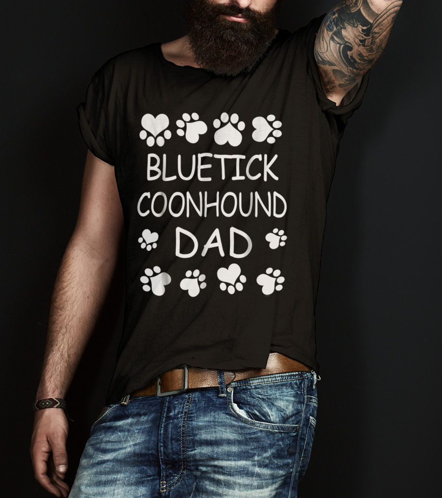 Bluetick Coonhound Dad Paw And Heart Love T-Shirt