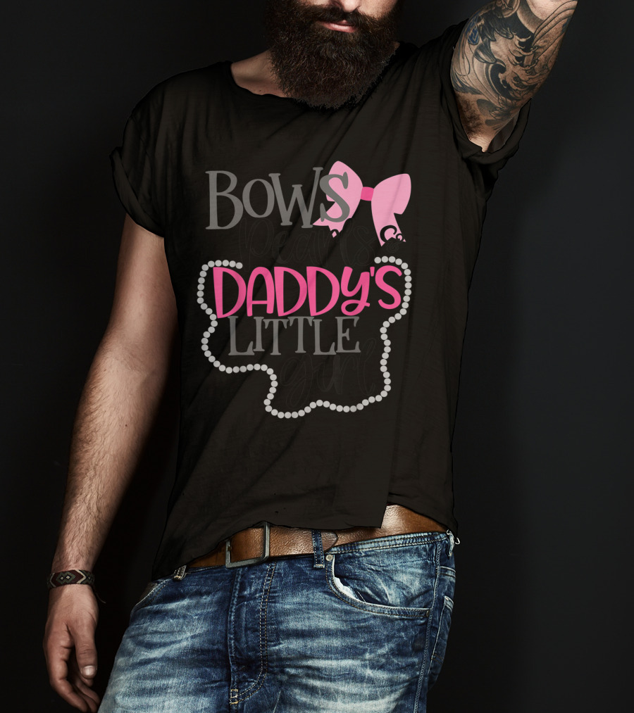 Bows Pearls Daddy's Little Girl With Pink Bow And Pearls T-Shirt