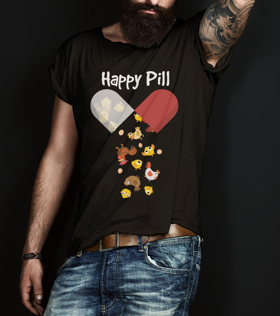 Happy Pill Chickens Capsule Fun T-Shirt