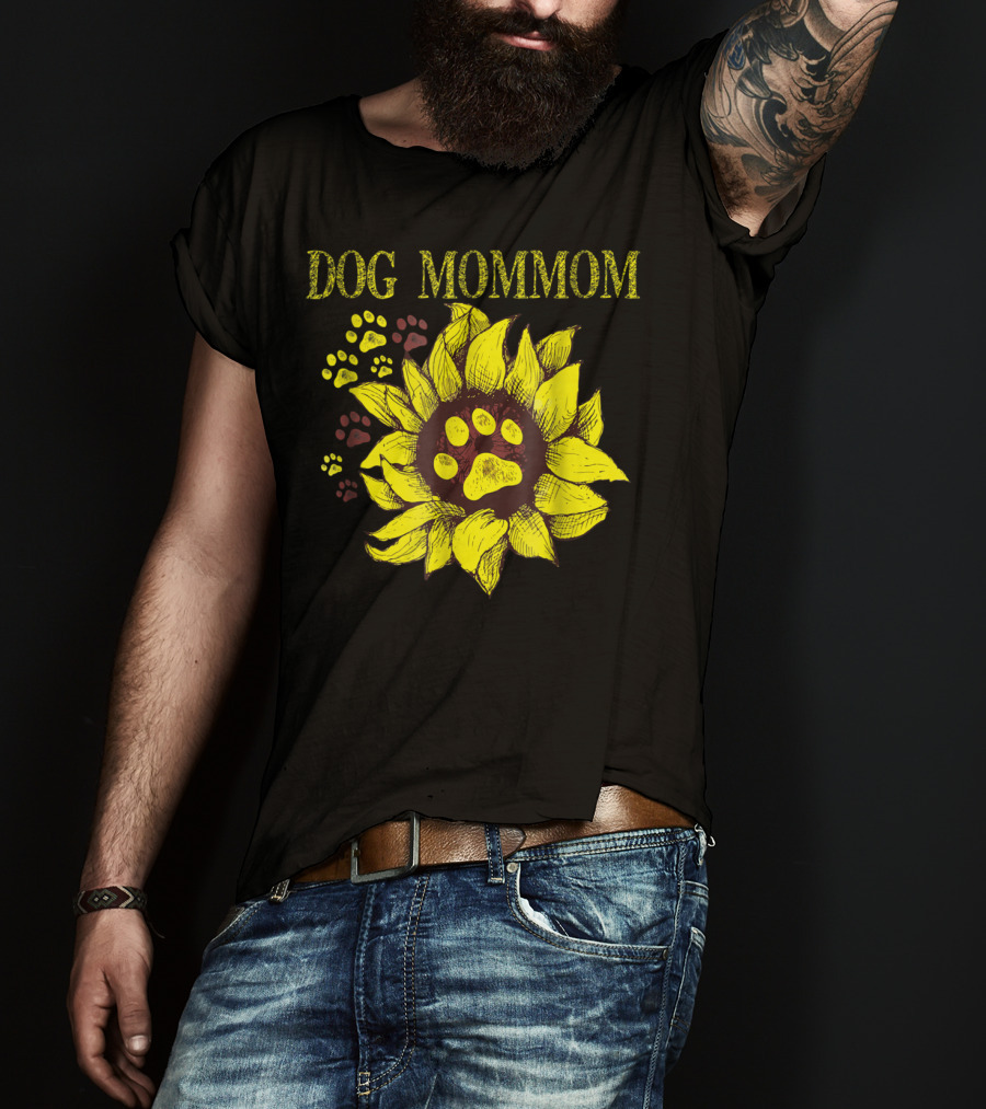 Dog Mommom Sunflower Paw Prints T-Shirt