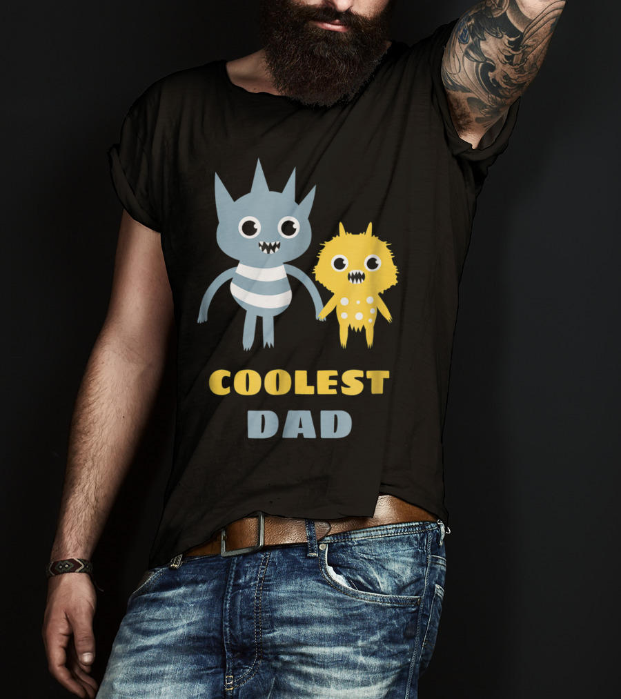 Coolest Dad Funny Monster Creatures Holding Hands T-Shirt