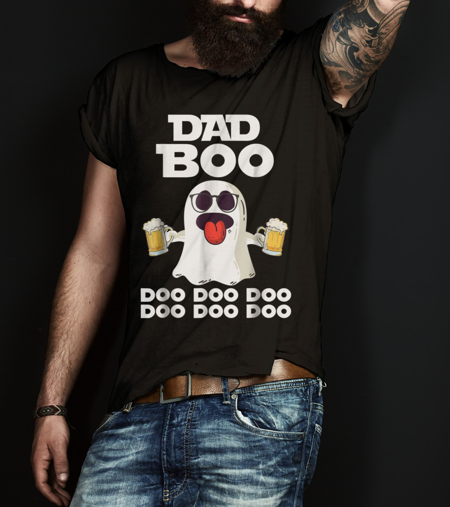 DAD BOO DOO DOO DOO DOO DOO Funny Halloween Ghost With Beer T-Shirt