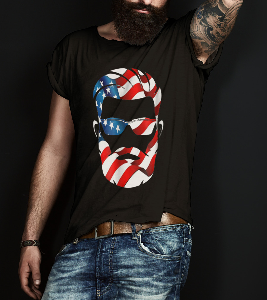 Bearded Dad US Flag Independence Day T-Shirt