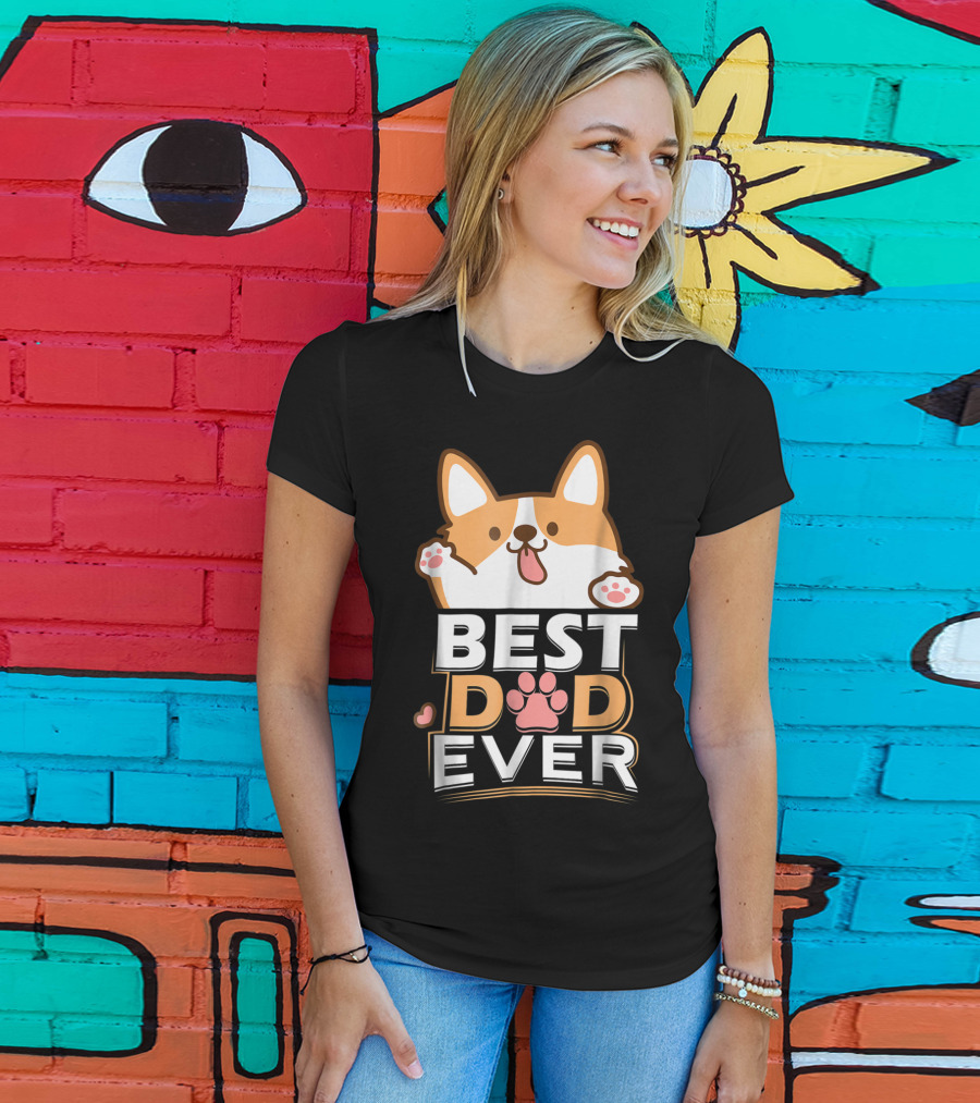 Best Dog Dad Ever Corgi Paws And Ears T-Shirt