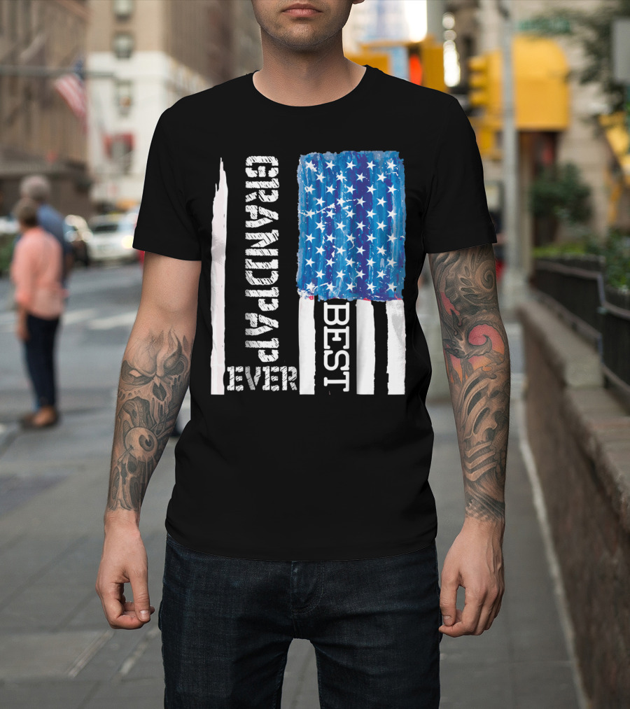 Best Grandpap Ever Distressed American Flag Design 68 T-Shirt
