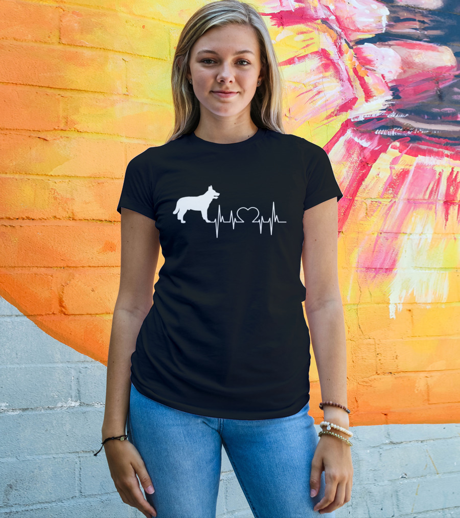 Blue Heeler Heartbeat Silhouette 28 T-Shirt