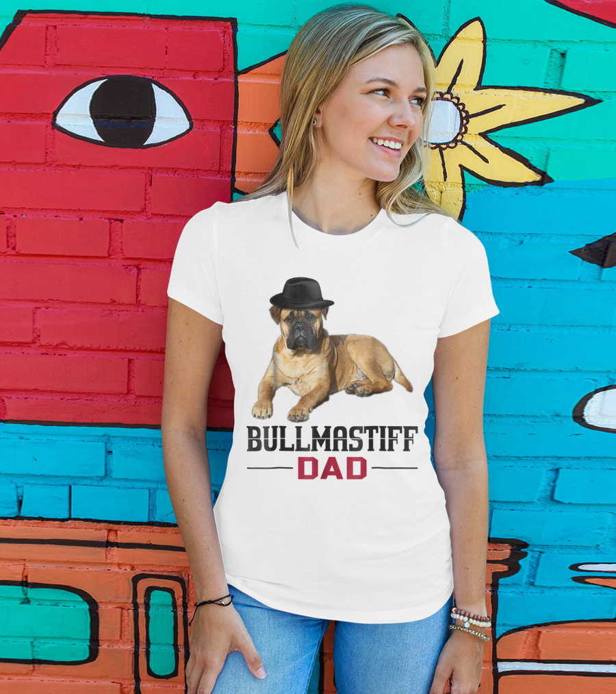 Bullmastiff Dad With Dog Lovers Hat T-Shirt
