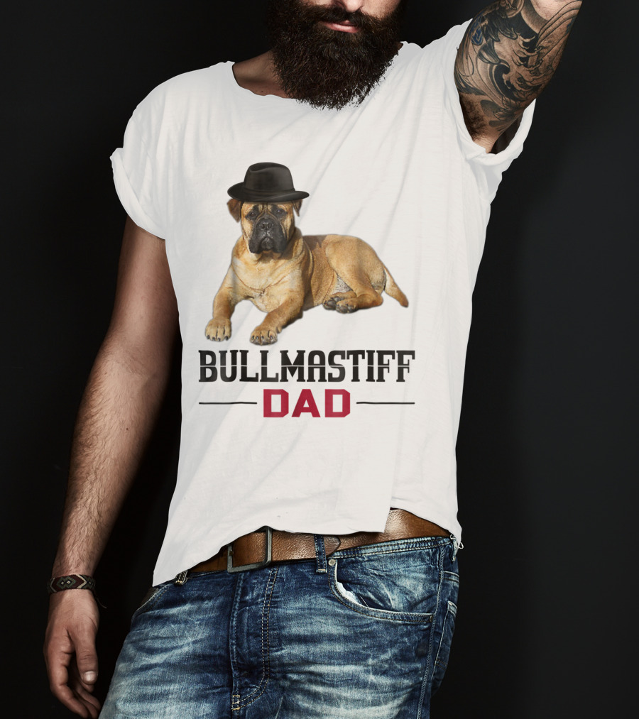 Bullmastiff Dad With Dog Lovers Hat T-Shirt