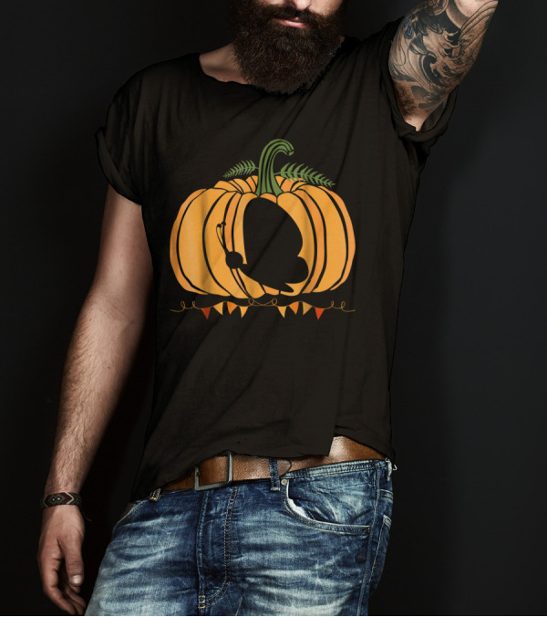 Cool Butterfly And Pumpkin Halloween For Kid Dad Mom T-Shirt