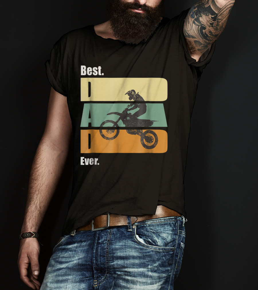 Best Motocross Dad Ever Funny For Fathers Retro Motorcycle Rider T-Shirt