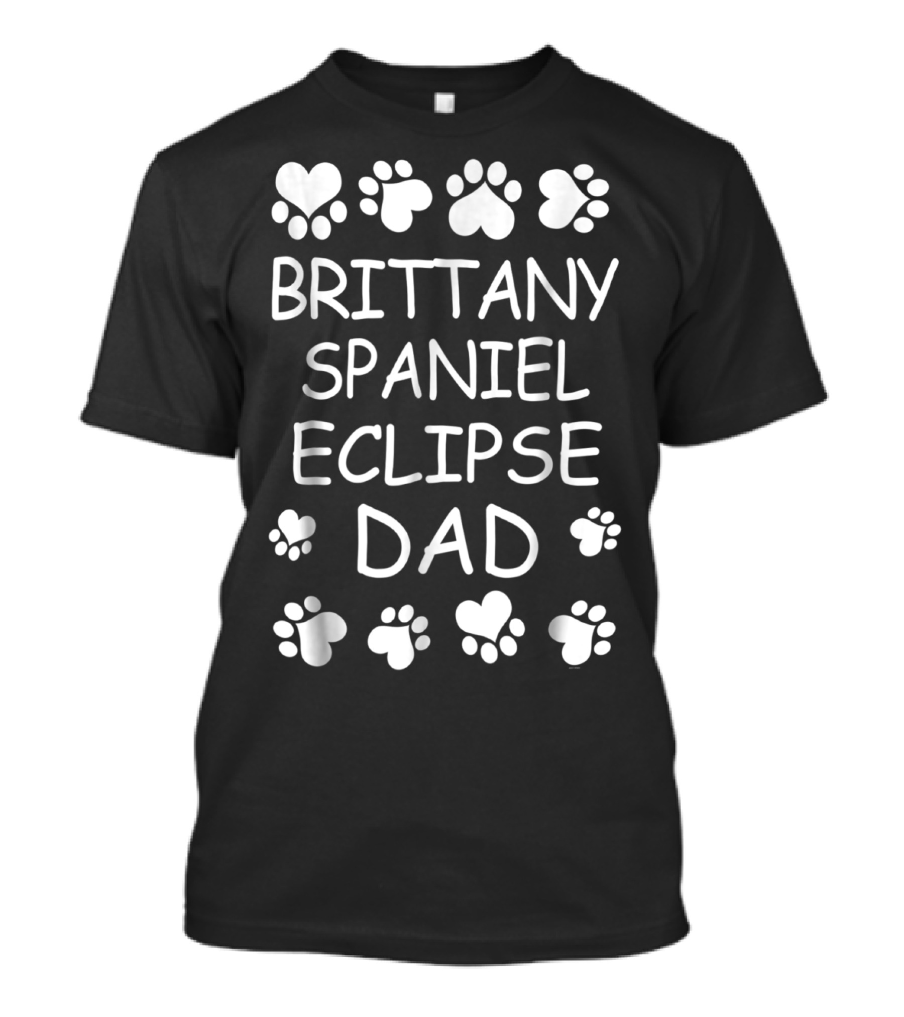 Brittany Spaniel Eclipse Dad Paw Print Heart T-Shirt