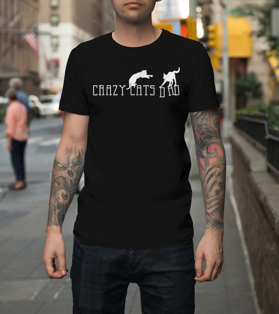 Crazy Cats Dad Fantasy Silhouette Animal Fun T-Shirt