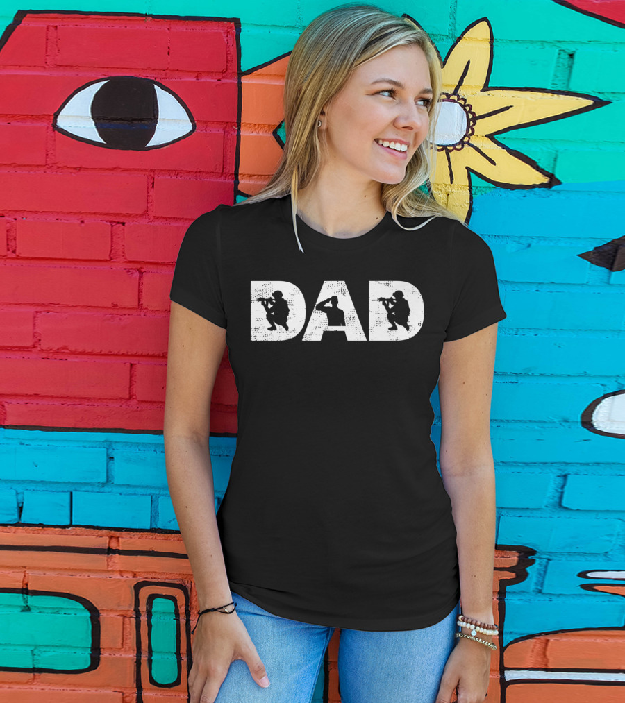 Dad Best Military Papa Silhouette Soldiers T-Shirt