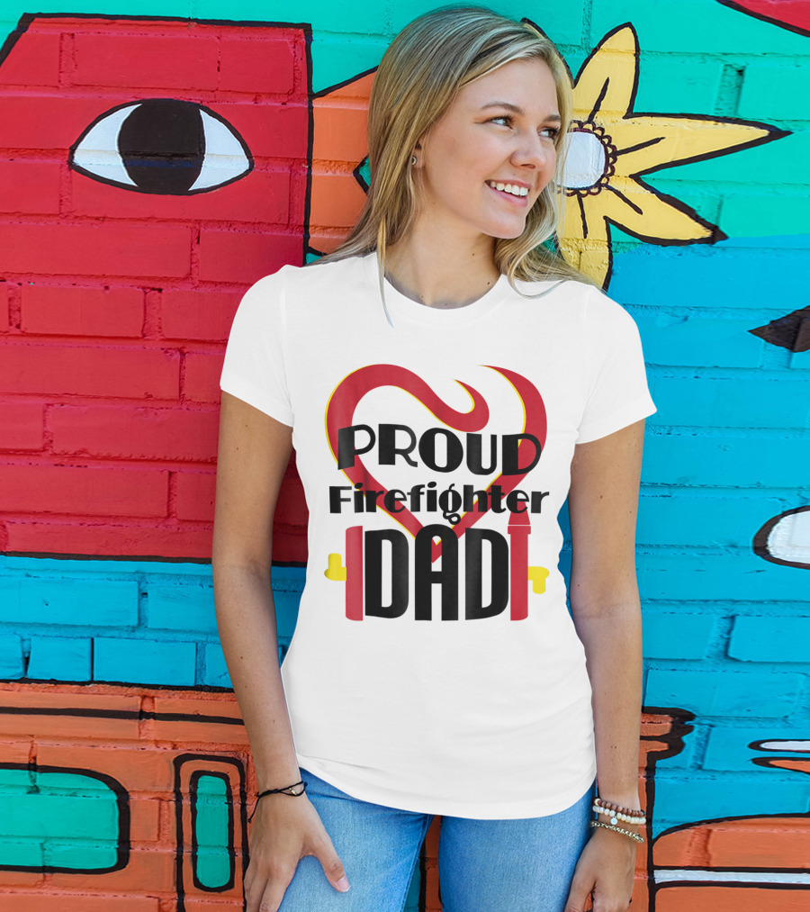 Proud Firefighter Dad Heart Captain Pride T-Shirt