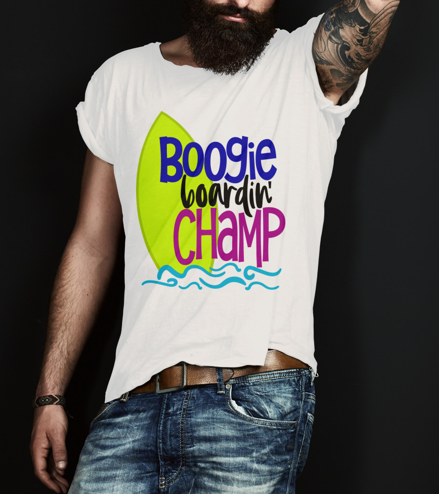 Boogie Boardin' Champ Surfing Summer Dad43 T-Shirt