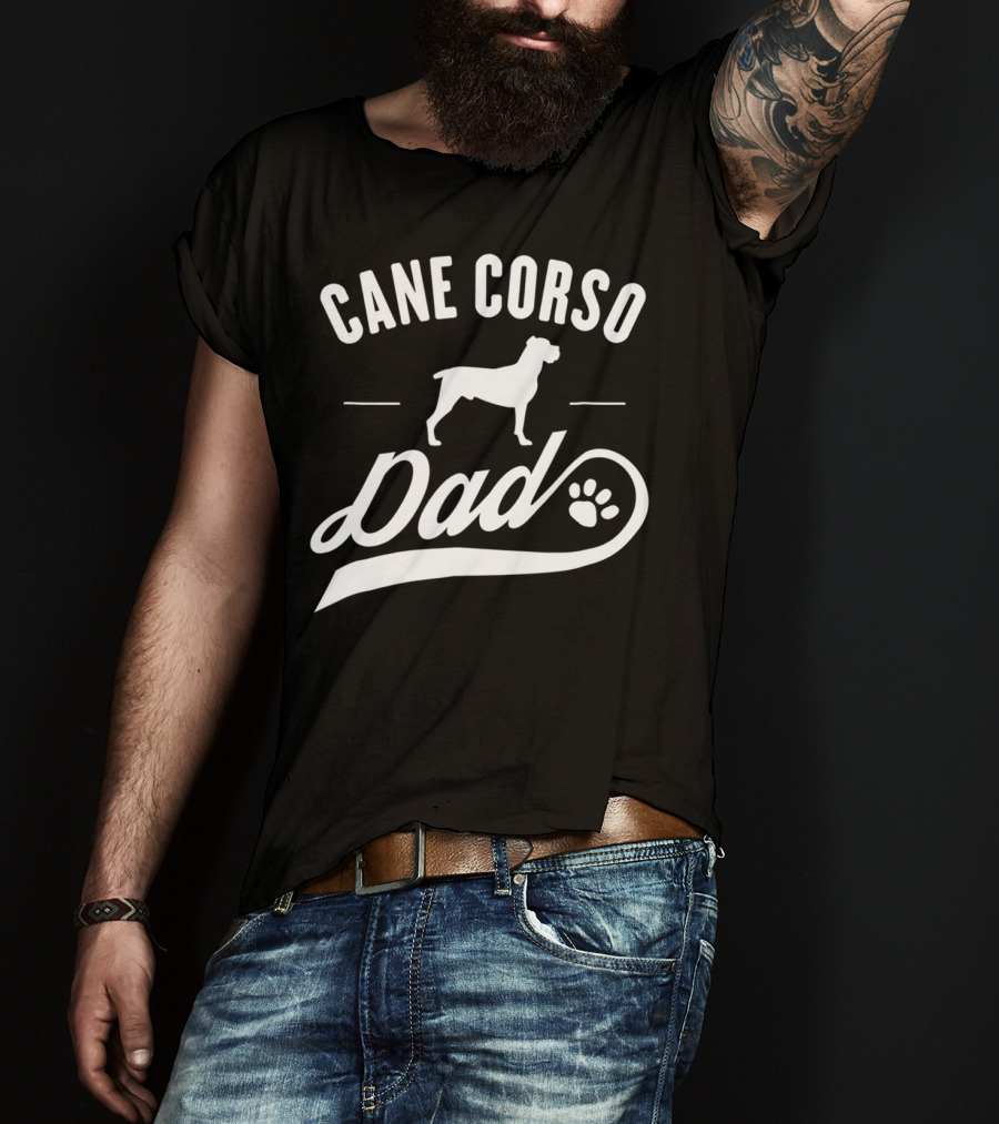Cane Corso Dad Silhouette With Paw Prints T-Shirt