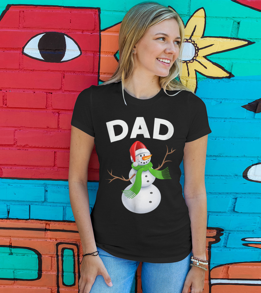 Dad Christmas Snowman Santa Hat Family T-Shirt