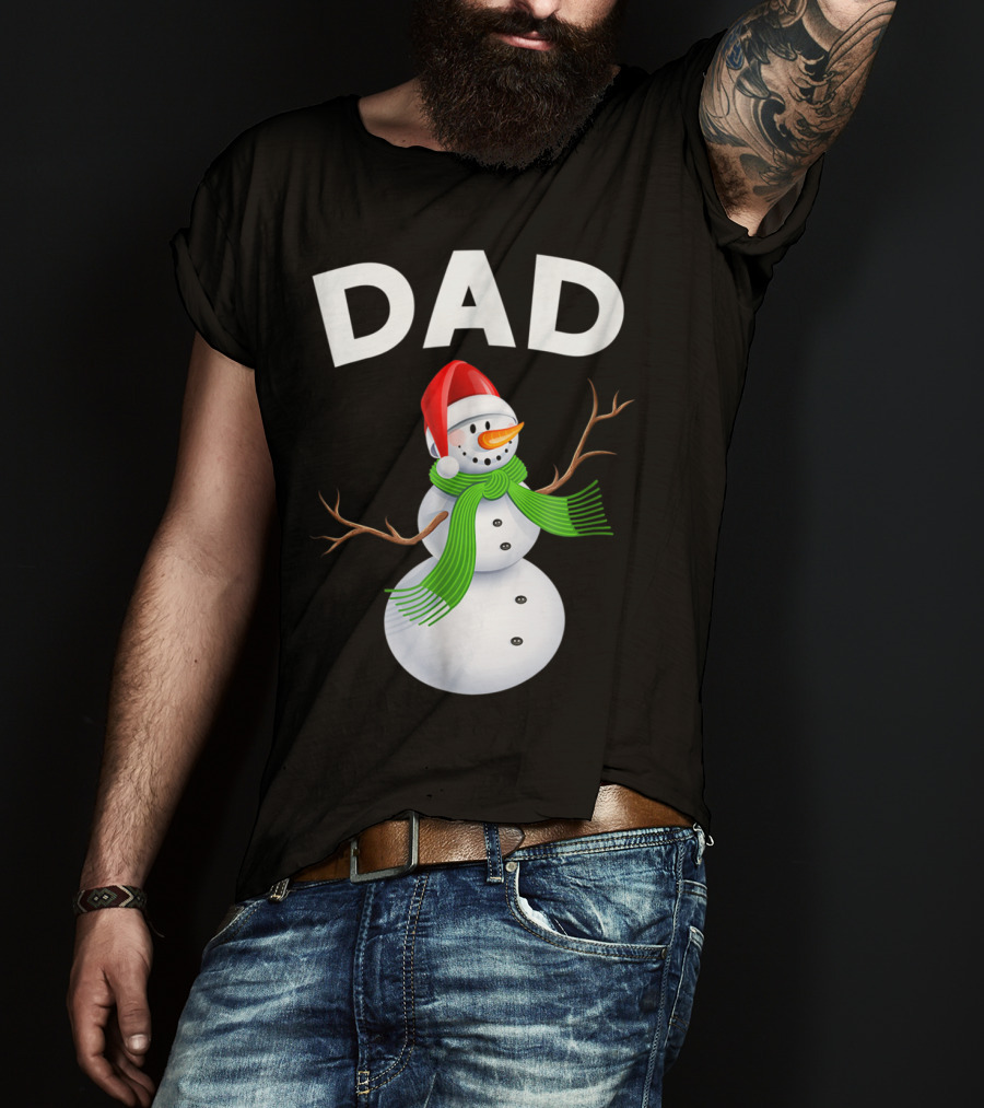 Dad Christmas Snowman Santa Hat Family T-Shirt