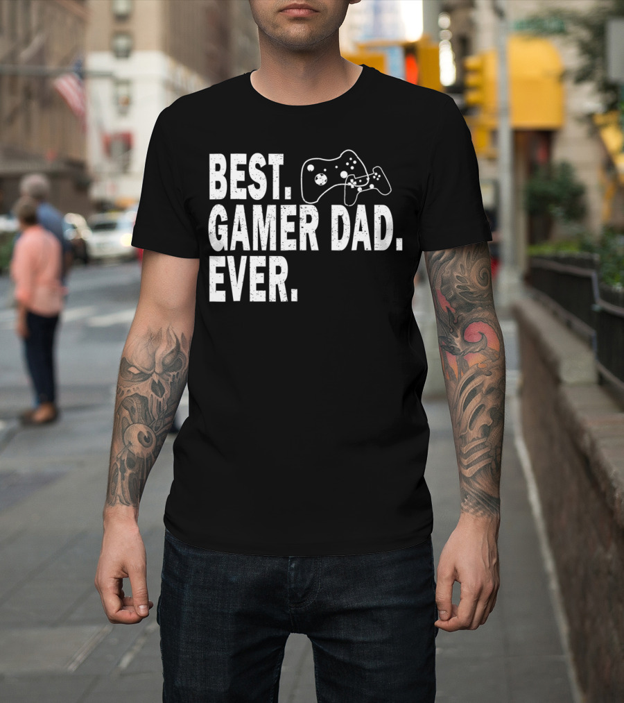 Best Gamer Dad Ever Funny Father Gaming Controller T-Shirt