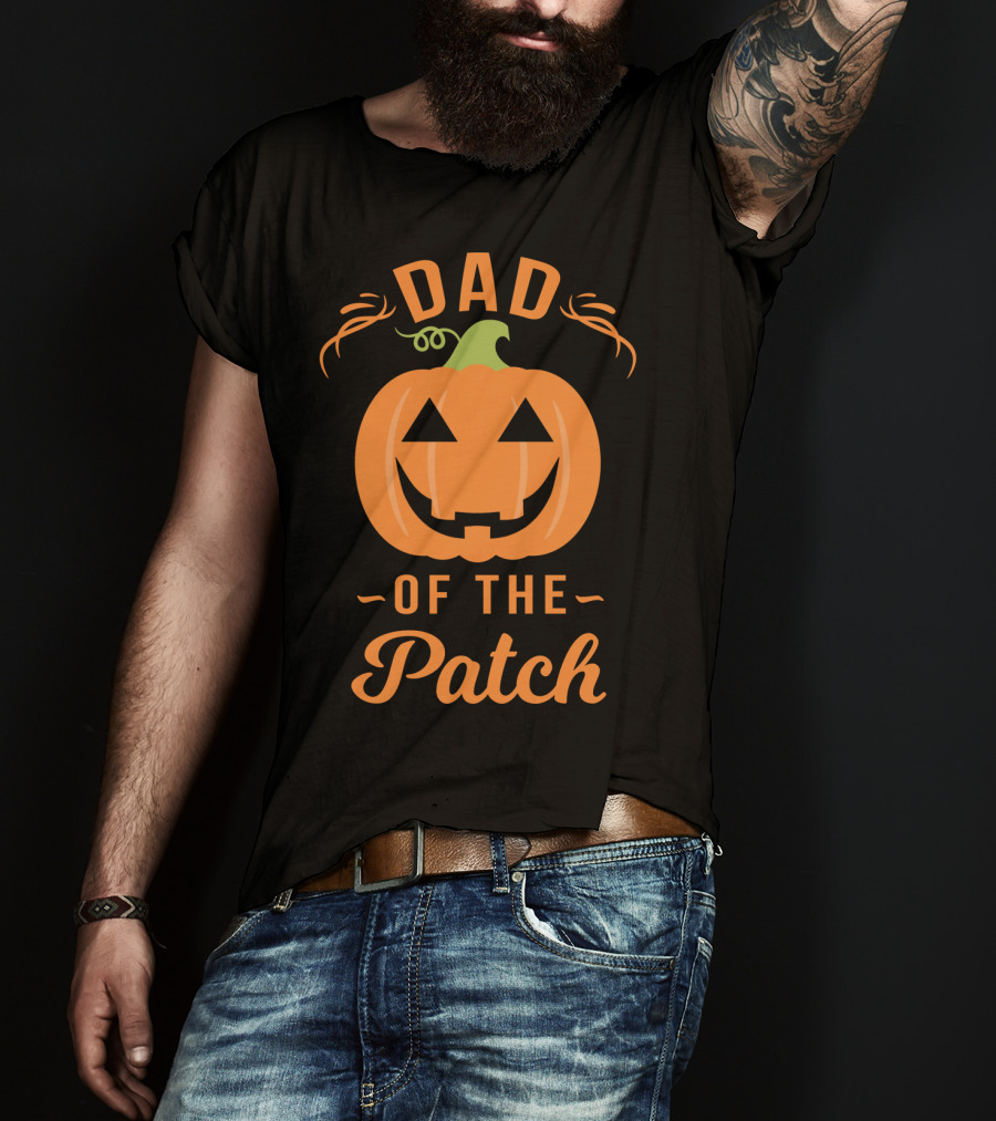 Dad Of The Patch Pumpkin Halloween Jack-O'-Lantern T-Shirt