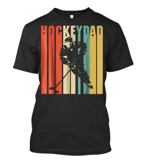Classic Vintage Hockey Dad Player Silhouette Retro Stripes T-Shirt