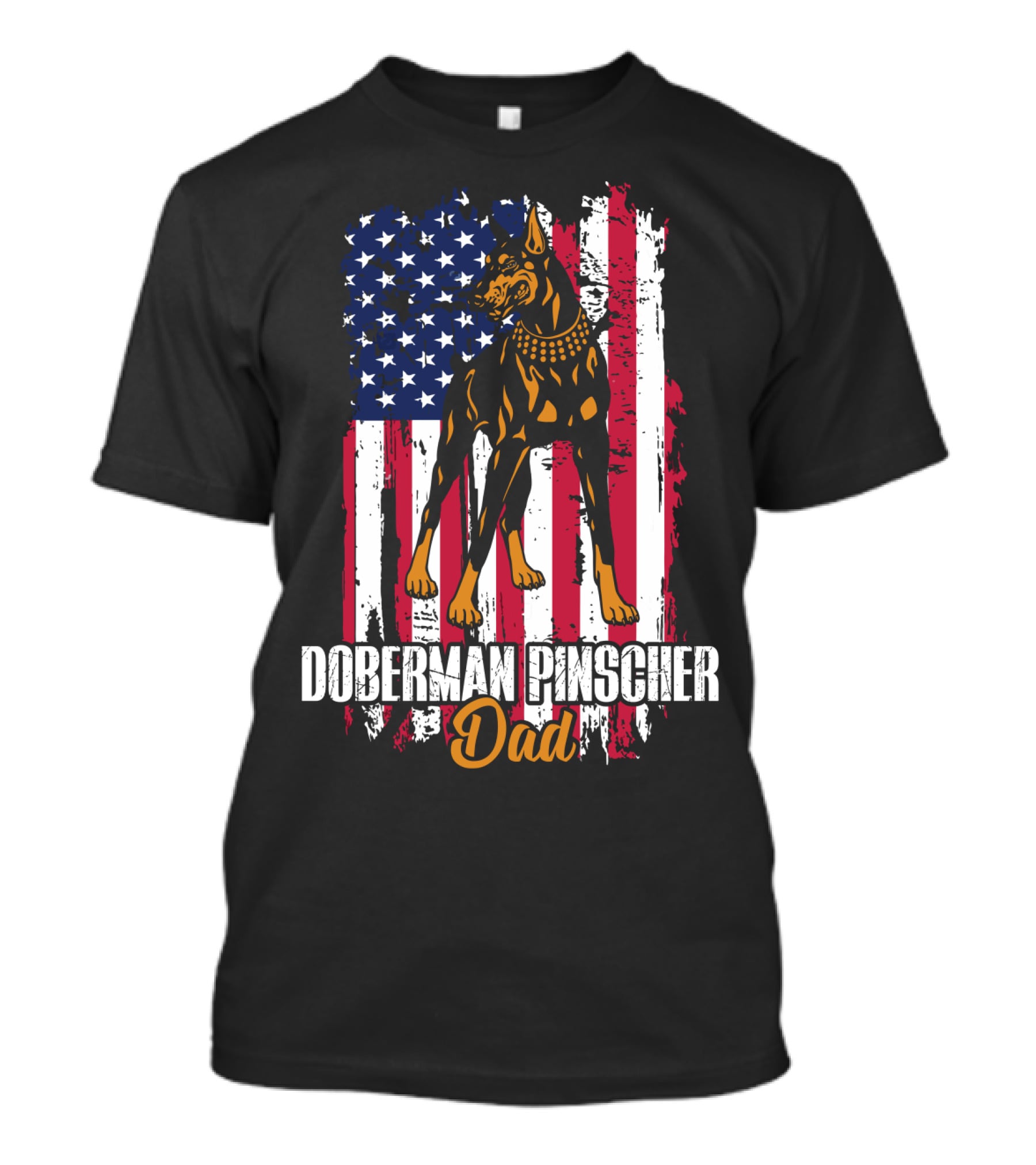 Doberman Pinscher Dad American Flag T-Shirt
