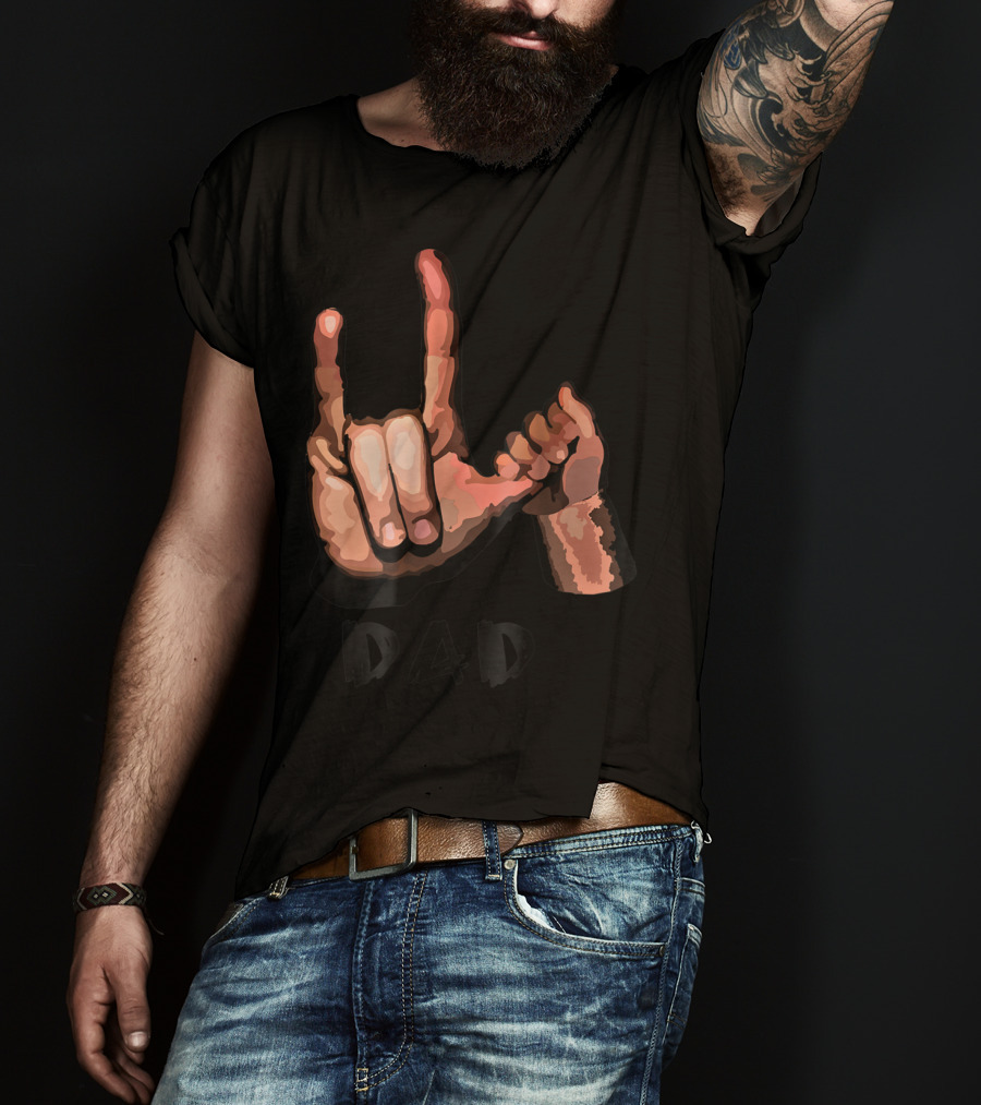 ASL Dad Deaf Hand Sign Language Gesture T-Shirt