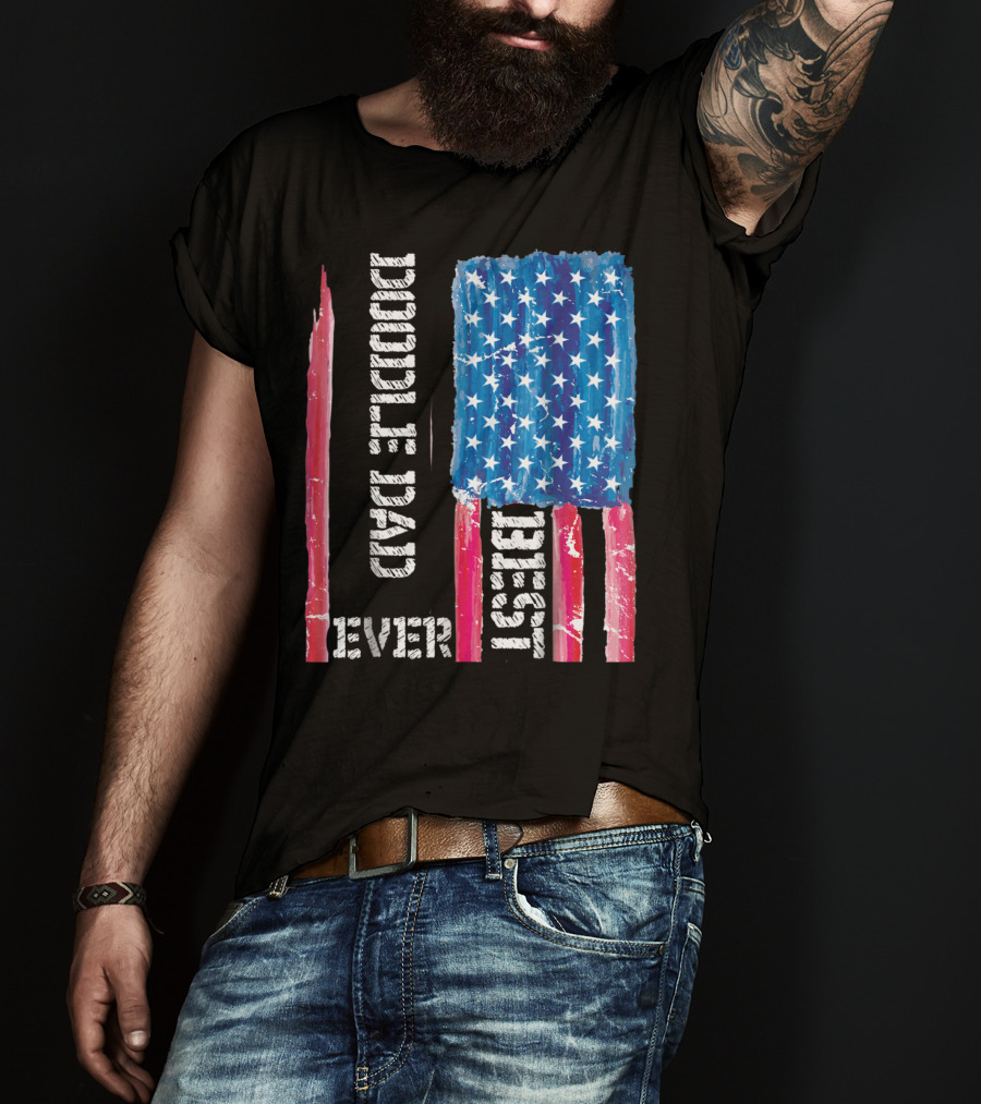 Best Doodle Dad Ever American Flag Distressed Patriotic T-Shirt