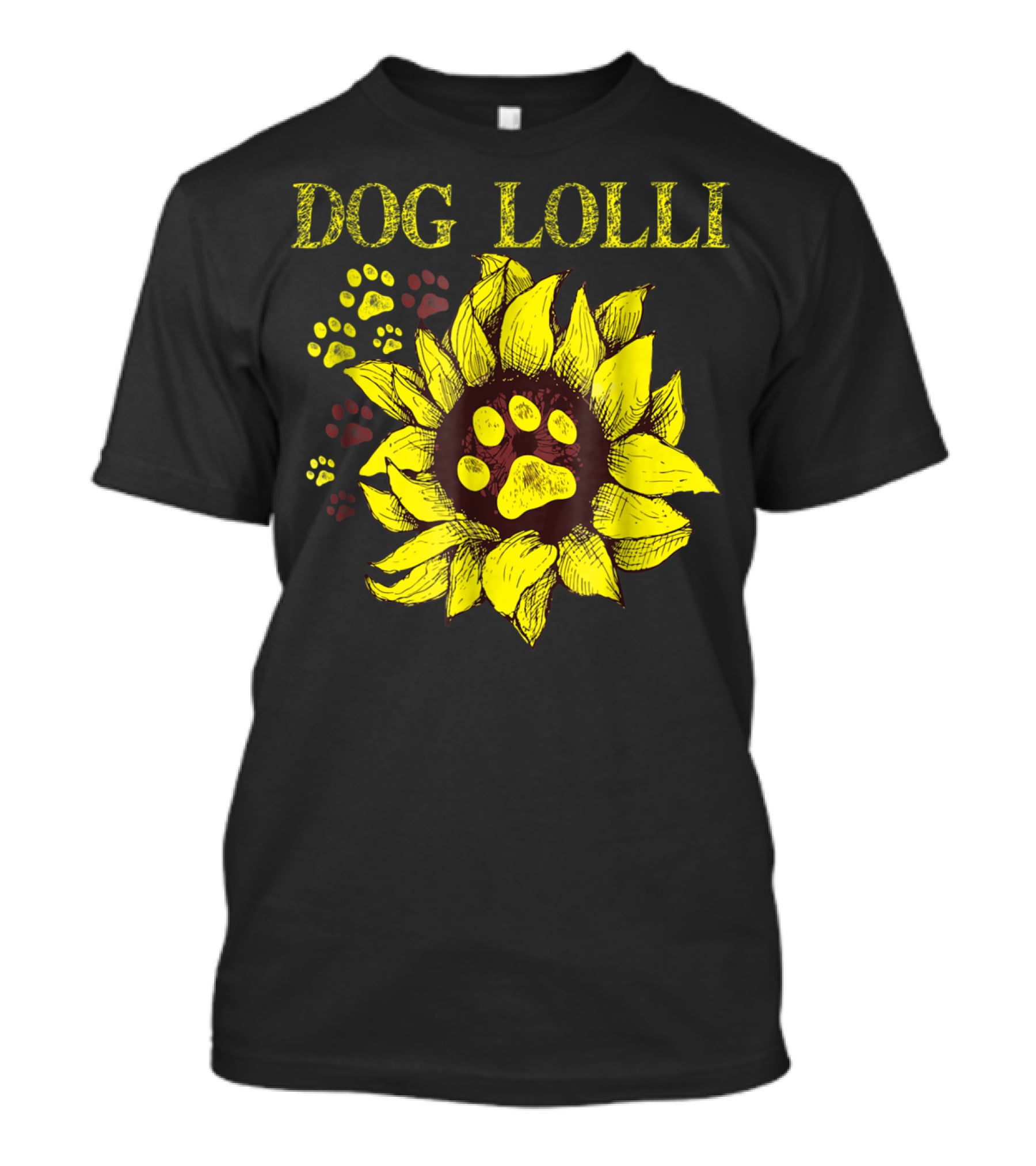 Dog Lolli Sunflower Paw Prints Dog Dad T-Shirt