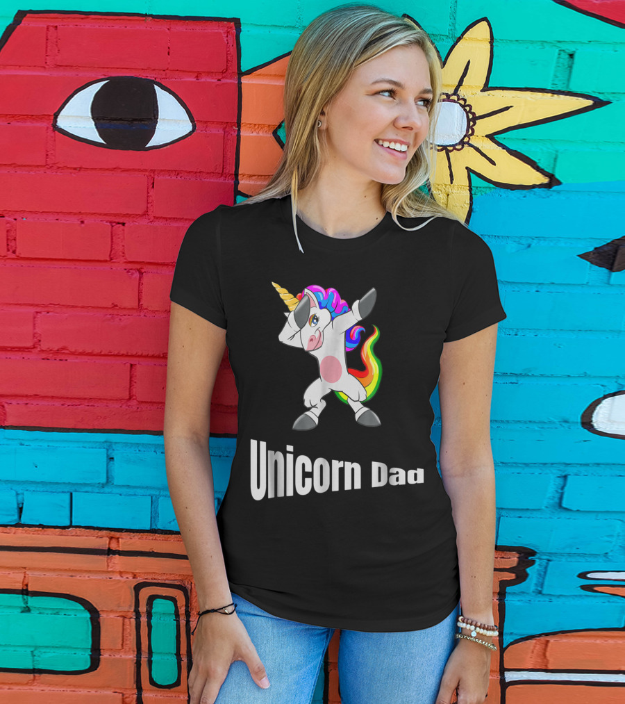 Dabbing Unicorn Dad Rainbow Birthday T-Shirt