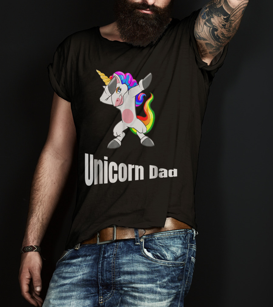 Dabbing Unicorn Dad Rainbow Birthday T-Shirt
