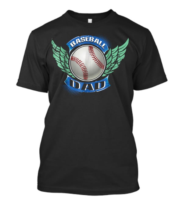 Baseball Dad With Winged Baseball T-Shirt