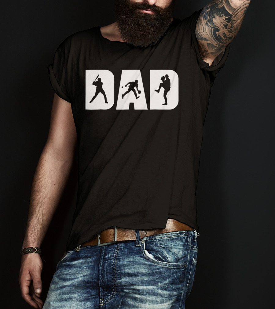 Dad Baseball Silhouettes Father's Birthday T-Shirt