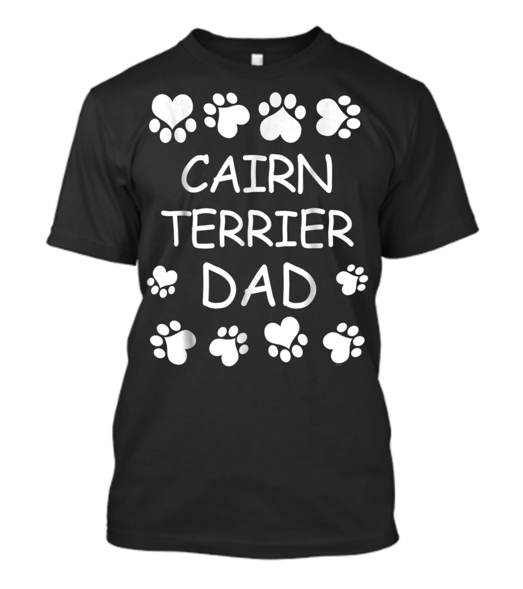 Cairn Terrier Dad Christmas Birthday Paw Print Hearts T-Shirt
