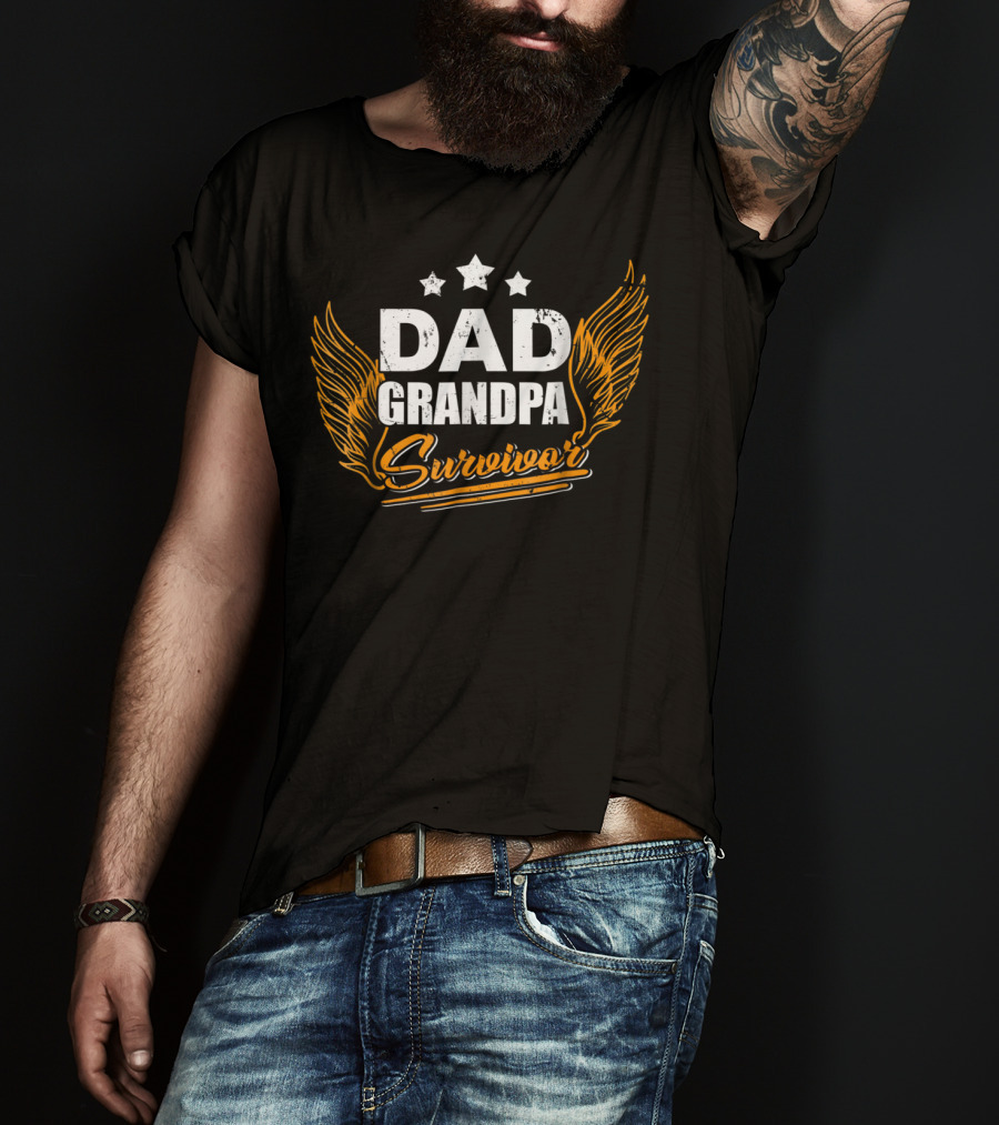 Dad Grandpa Survivor Wings Stars T-Shirt