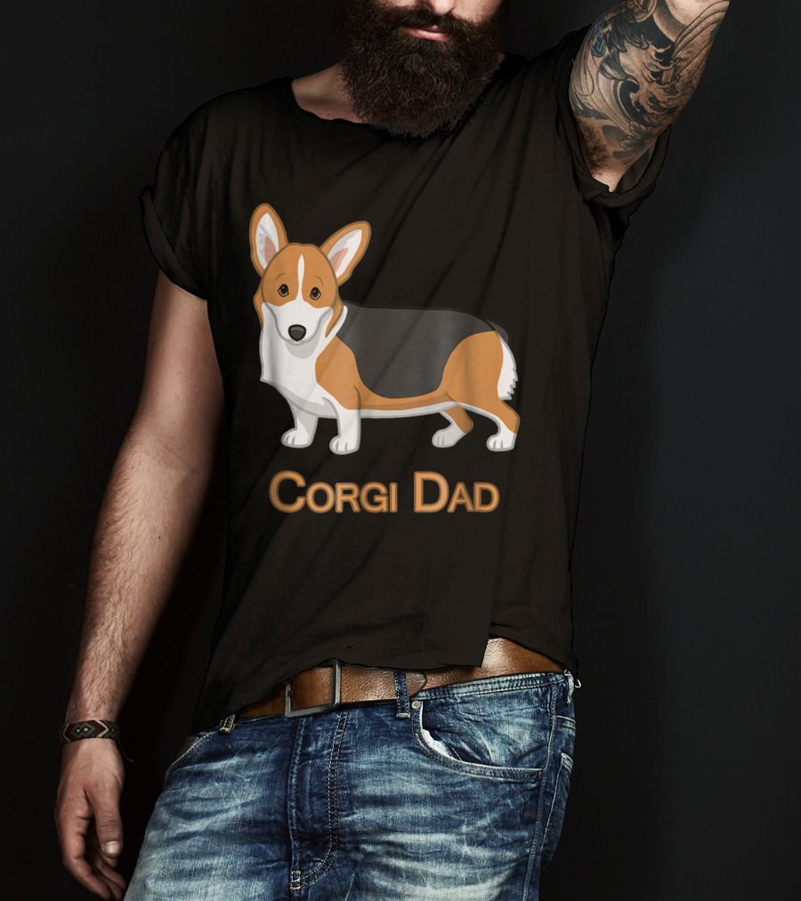 Corgi Dad Cute Red Tricolor Welsh Corgi Lovers T-Shirt