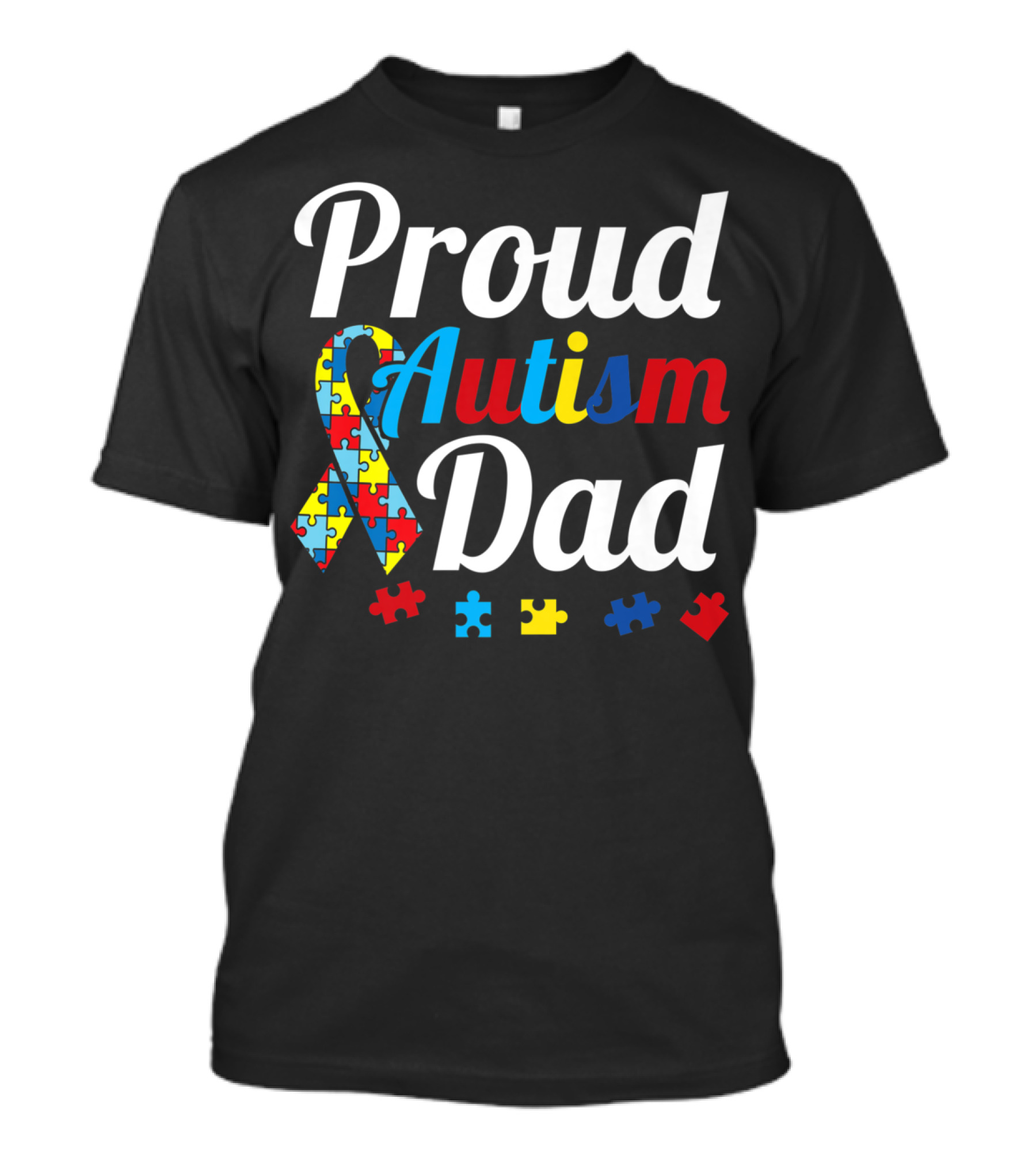 Proud Autism Dad T-Shirt With Puzzle Piece T-Shirt